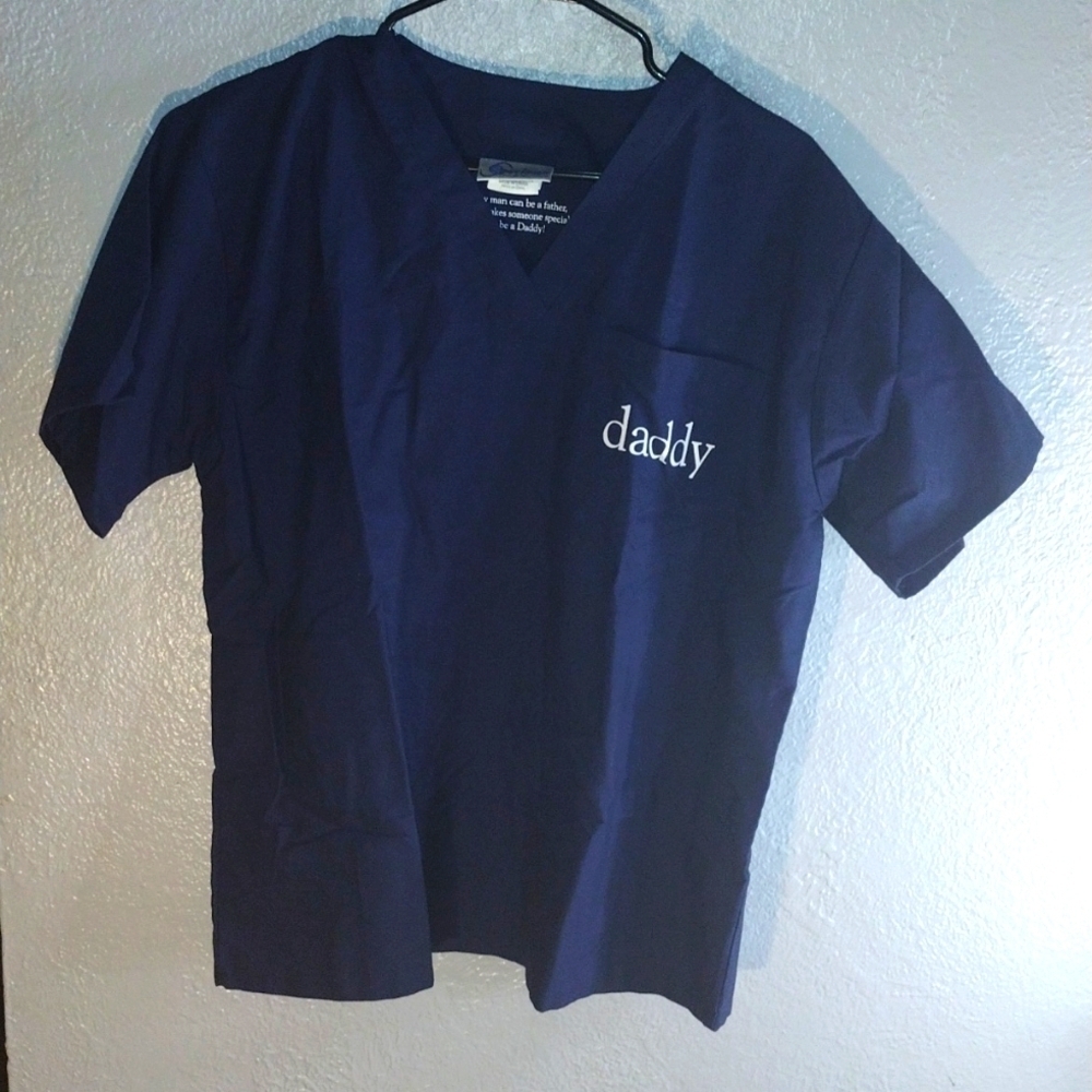 Im The Daddy Navy Blue Spectrum Scrub Shirt M